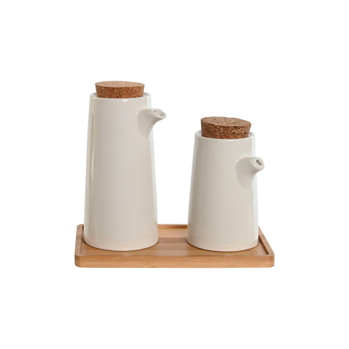 Oil and Vinegar Set Home ESPRIT White Bamboo Stoneware 20,6 x 12 x 18 cm Home ESPRIT