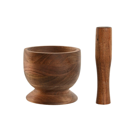 Mortar and pestle Home ESPRIT Acacia 12 x 12 x 10,5 cm Home ESPRIT