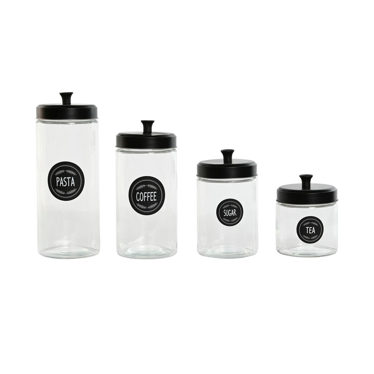 4 Tubs Home ESPRIT Black Metal Crystal 1 L 1,5 L 1,8 L 10,4 x 10,4 x 26,4 cm Home ESPRIT