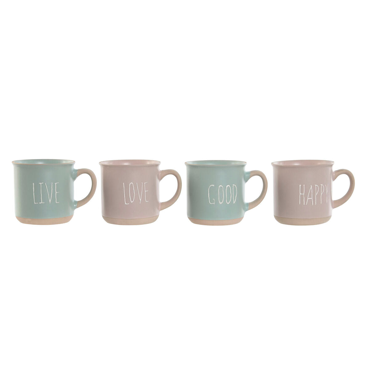 4 Piece Mug Set Home ESPRIT Blue Pink Stoneware 355 ml 9,7 x 7 x 9,2 cm Home ESPRIT