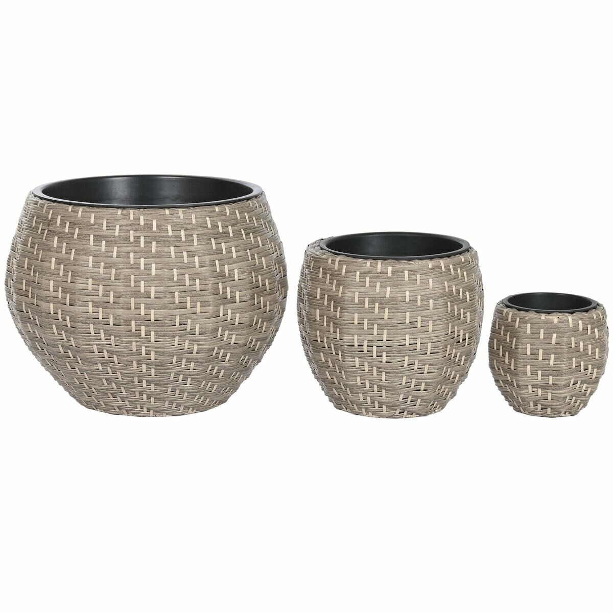 Set of Planters Home ESPRIT Multicolour Rattan Squared Home ESPRIT