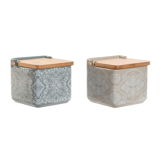 Salt Shaker with Lid Home ESPRIT Blue Beige Pink Lilac Bamboo 750 ml 14 x 12,5 x 12 cm (2 Units) Home ESPRIT