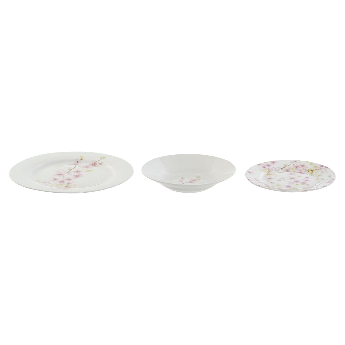 Dinnerware Set Home ESPRIT White Green Pink Porcelain 18 Pieces 27 x 27 x 2 cm Home ESPRIT