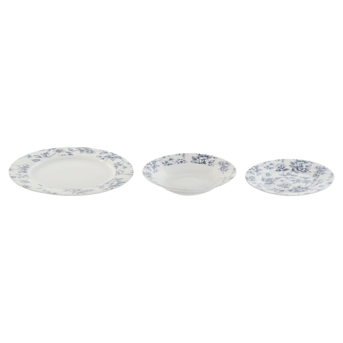 Dinnerware Set Home ESPRIT Blue Porcelain Floral 18 Pieces 27 x 27 x 2 cm Home ESPRIT