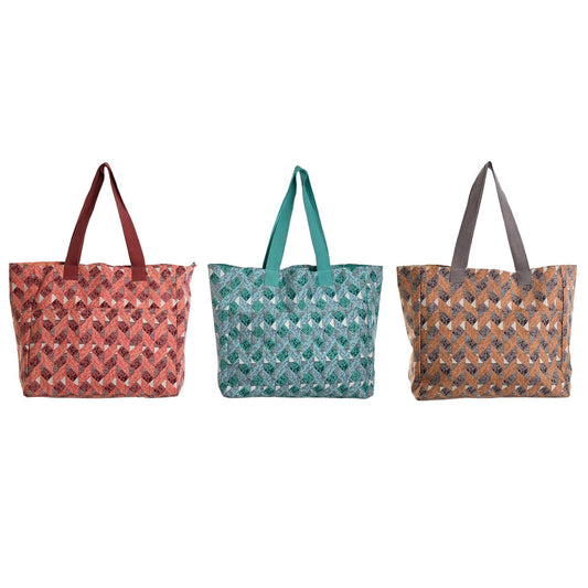 Women's Handbag Home ESPRIT Brown Turquoise Coral 55 x 14 x 35 cm (3 Units) Home ESPRIT