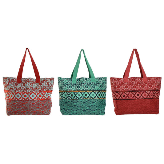 Women's Handbag Home ESPRIT Red Green Coral 55 x 14 x 35 cm (3 Units) Home ESPRIT