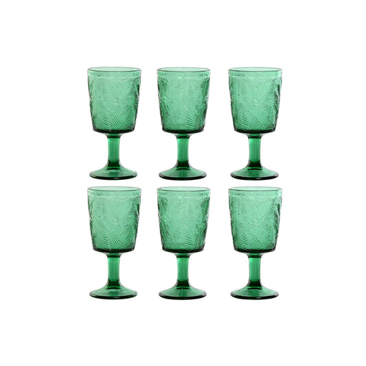 Set of cups Home ESPRIT Green Crystal 285 ml (6 Units) Home ESPRIT