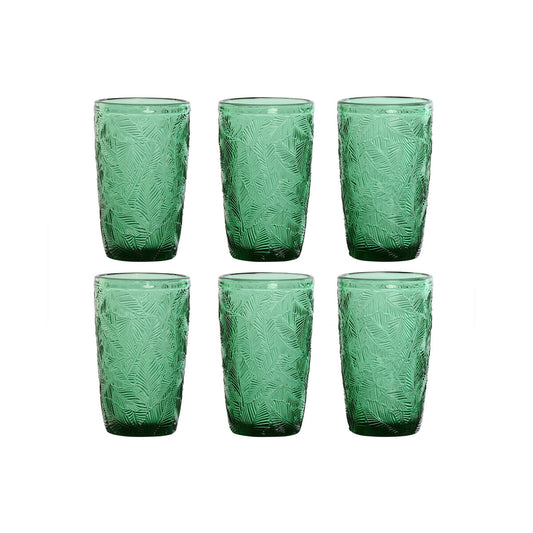 Set of glasses Home ESPRIT Green Crystal With relief 370 ml (6 Units) Home ESPRIT