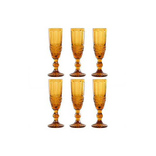 Set of cups Home ESPRIT Amber Crystal 150 ml (6 Units) Home ESPRIT