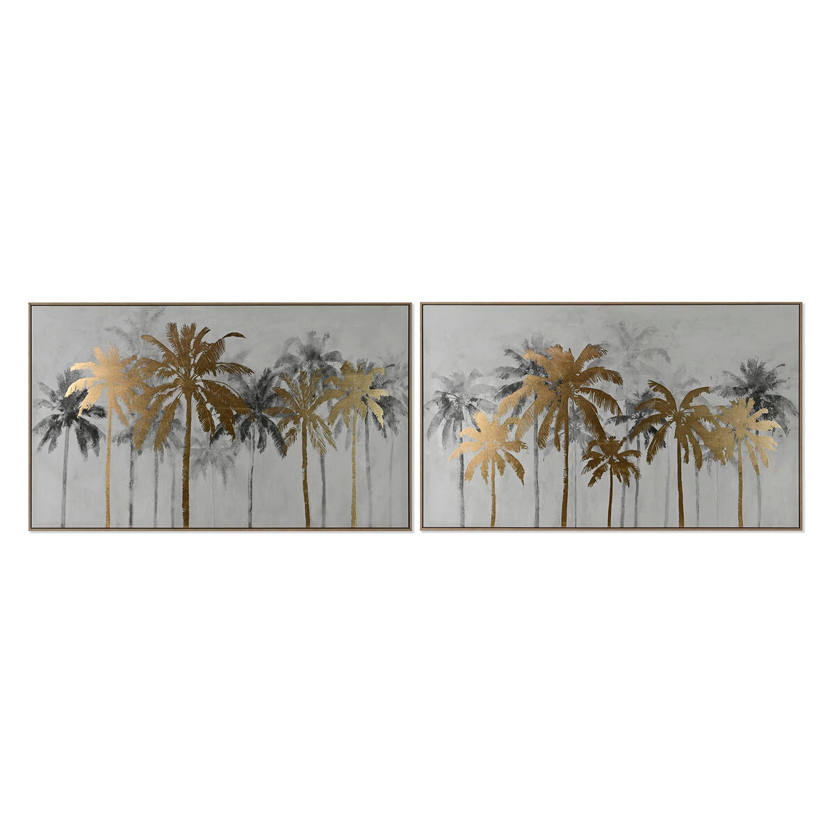 Painting Home ESPRIT Palms Tropical 150 x 4 x 90 cm (2 Units) Home ESPRIT