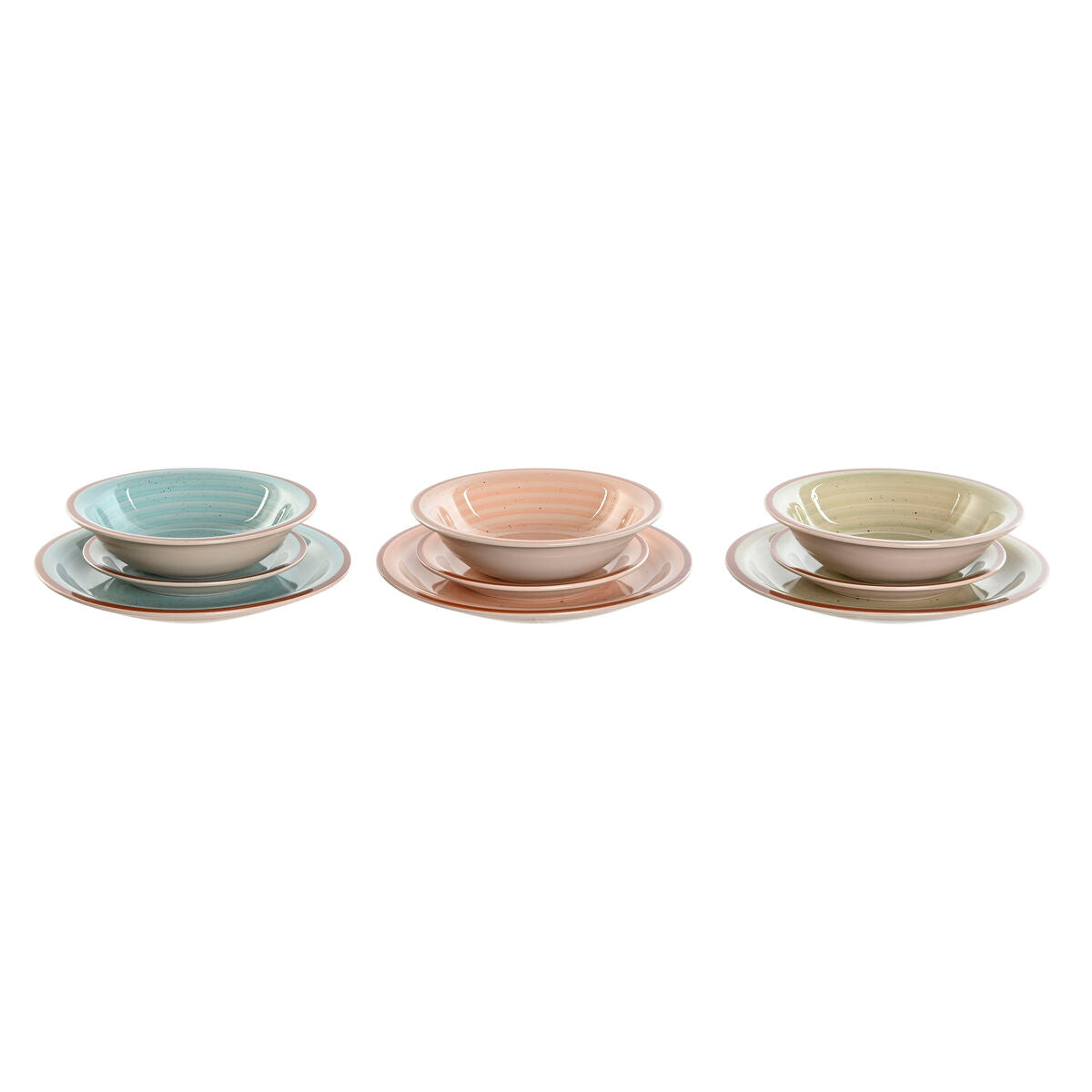 Dinnerware Set Home ESPRIT Blue Green Multicolour Pink Amber Stoneware 26,5 x 26,5 x 3 cm 27,5 x 27,5 x 3 cm 18 Pieces Home ESPRIT