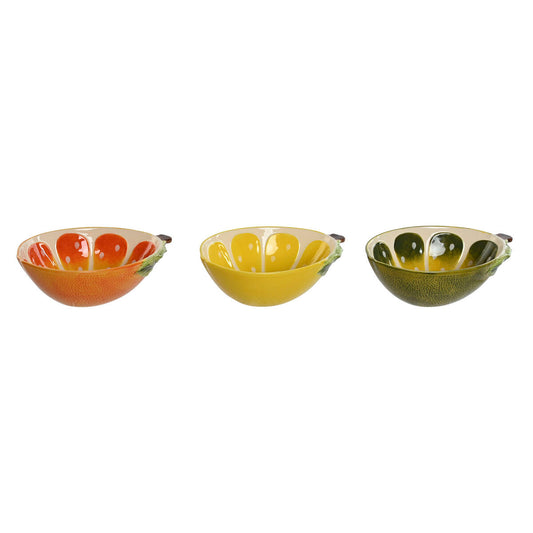 Snack Bowl Home ESPRIT Yellow Green Stoneware Lemon 23,5 x 17 x 7,5 cm (3 Units) Home ESPRIT