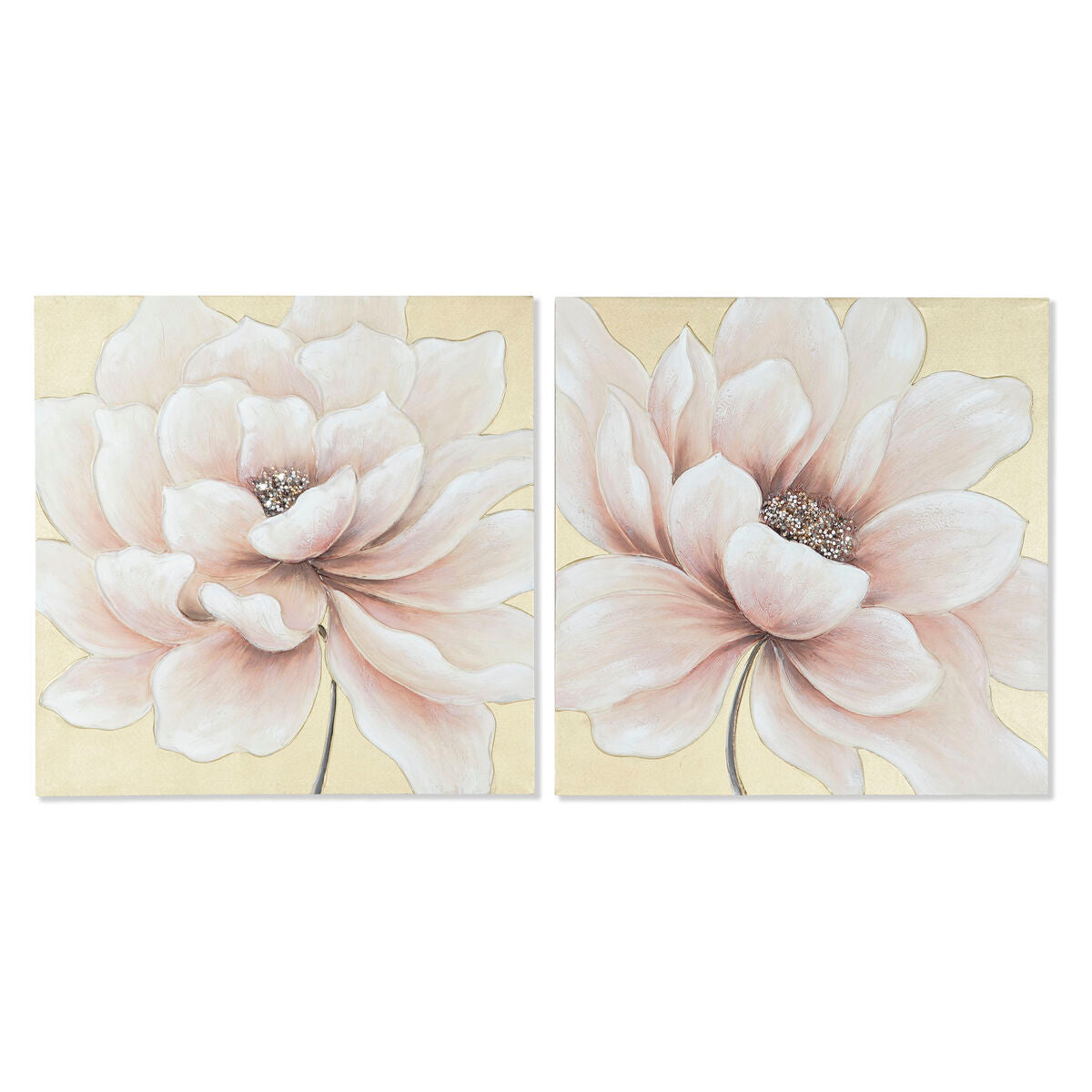 Painting Home ESPRIT Shabby Chic Poppy 80 x 3 x 80 cm (2 Units) Home ESPRIT