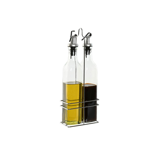 Oil and Vinegar Set Home ESPRIT Transparent Metal Crystal 500 ml 13 x 6,8 x 32 cm Home ESPRIT