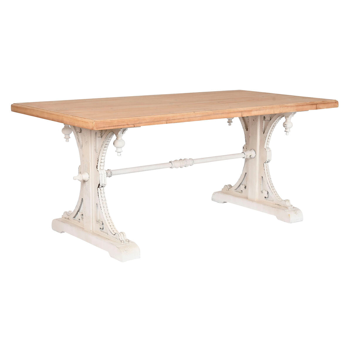 Dining Table Home ESPRIT White Natural Fir MDF Wood 180 x 90 x 76 cm Home ESPRIT