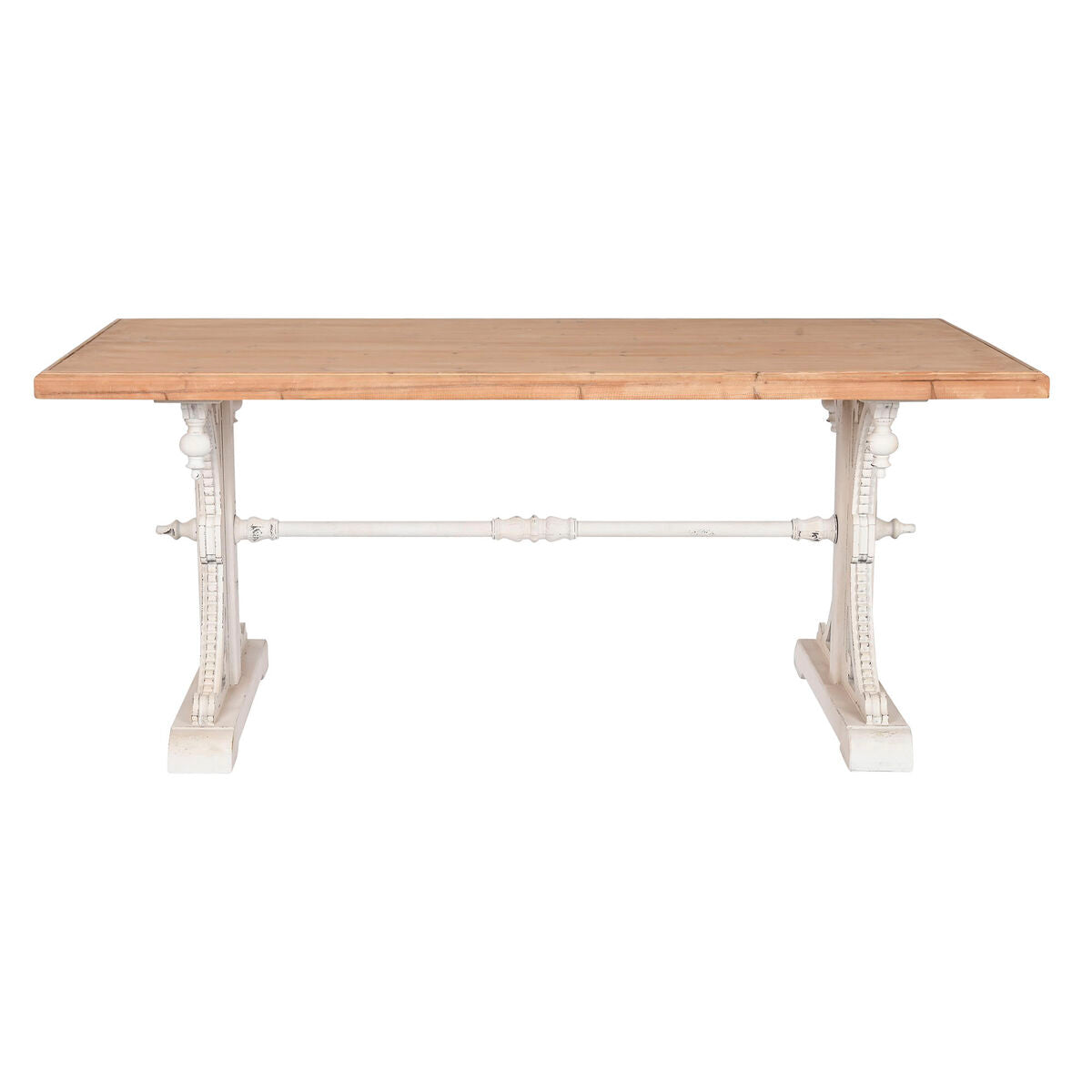 Dining Table Home ESPRIT White Natural Fir MDF Wood 180 x 90 x 76 cm Home ESPRIT