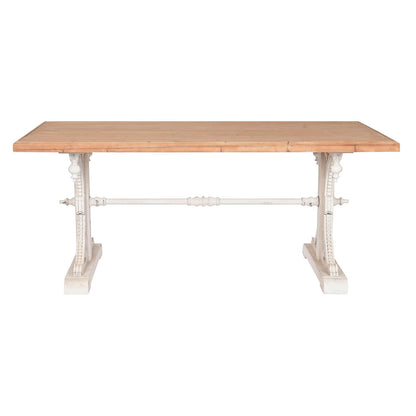 Dining Table Home ESPRIT White Natural Fir MDF Wood 180 x 90 x 76 cm Home ESPRIT