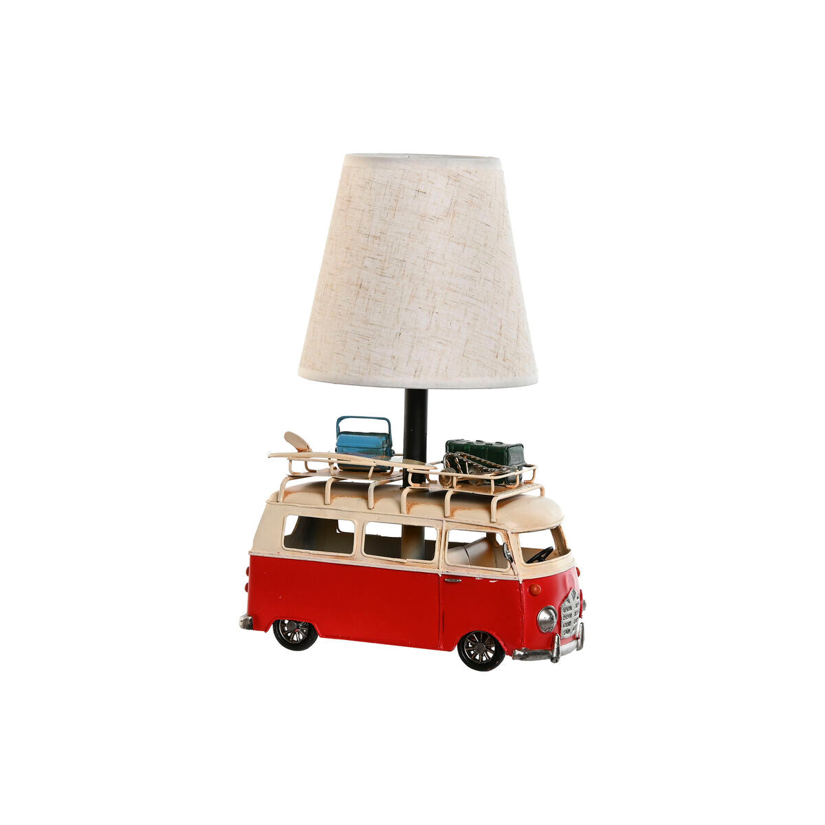 Desk lamp Home ESPRIT White Red Linen Metal 20 x 14 x 30 cm Home ESPRIT