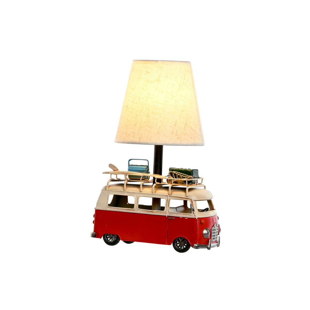 Desk lamp Home ESPRIT White Red Linen Metal 20 x 14 x 30 cm Home ESPRIT