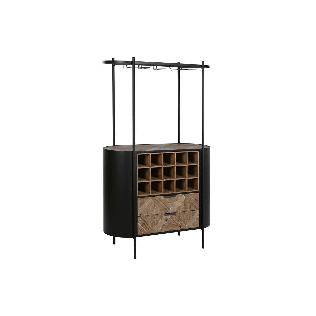 Bottle rack Home ESPRIT Black Natural Metal Fir 90 x 36 x 150 cm Home ESPRIT