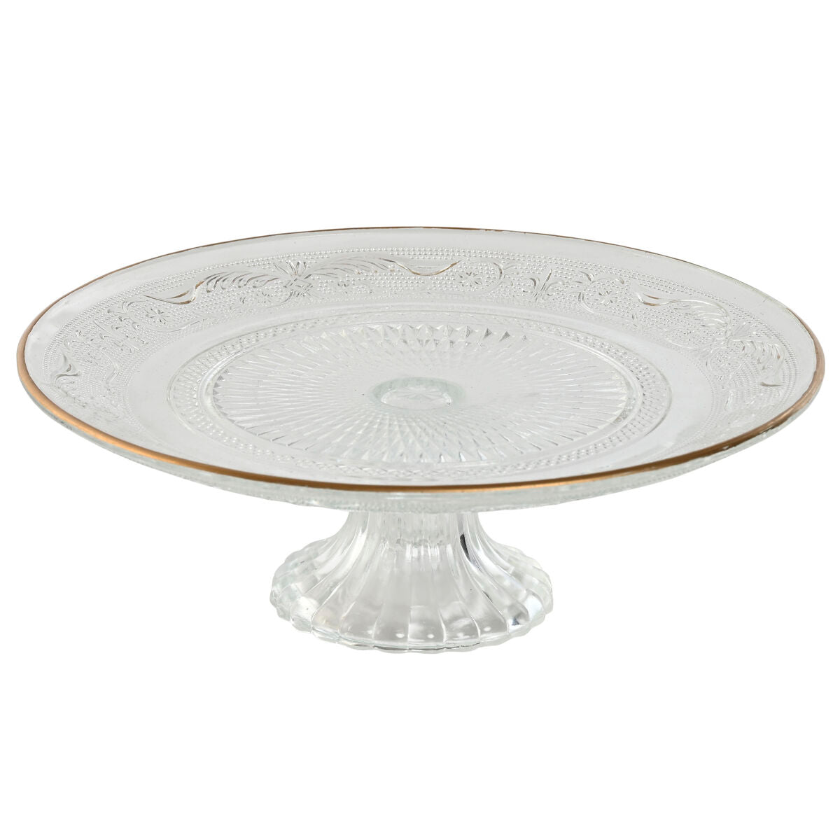 Flat Plate Home ESPRIT Transparent Golden Crystal 23 x 23 x 8 cm Home ESPRIT