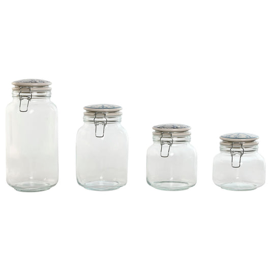 4 Tubs Home ESPRIT Blue White Metal Silicone Crystal Stoneware 800 ml 1 L 1,5 L 2,2 L 4 Pieces Home ESPRIT