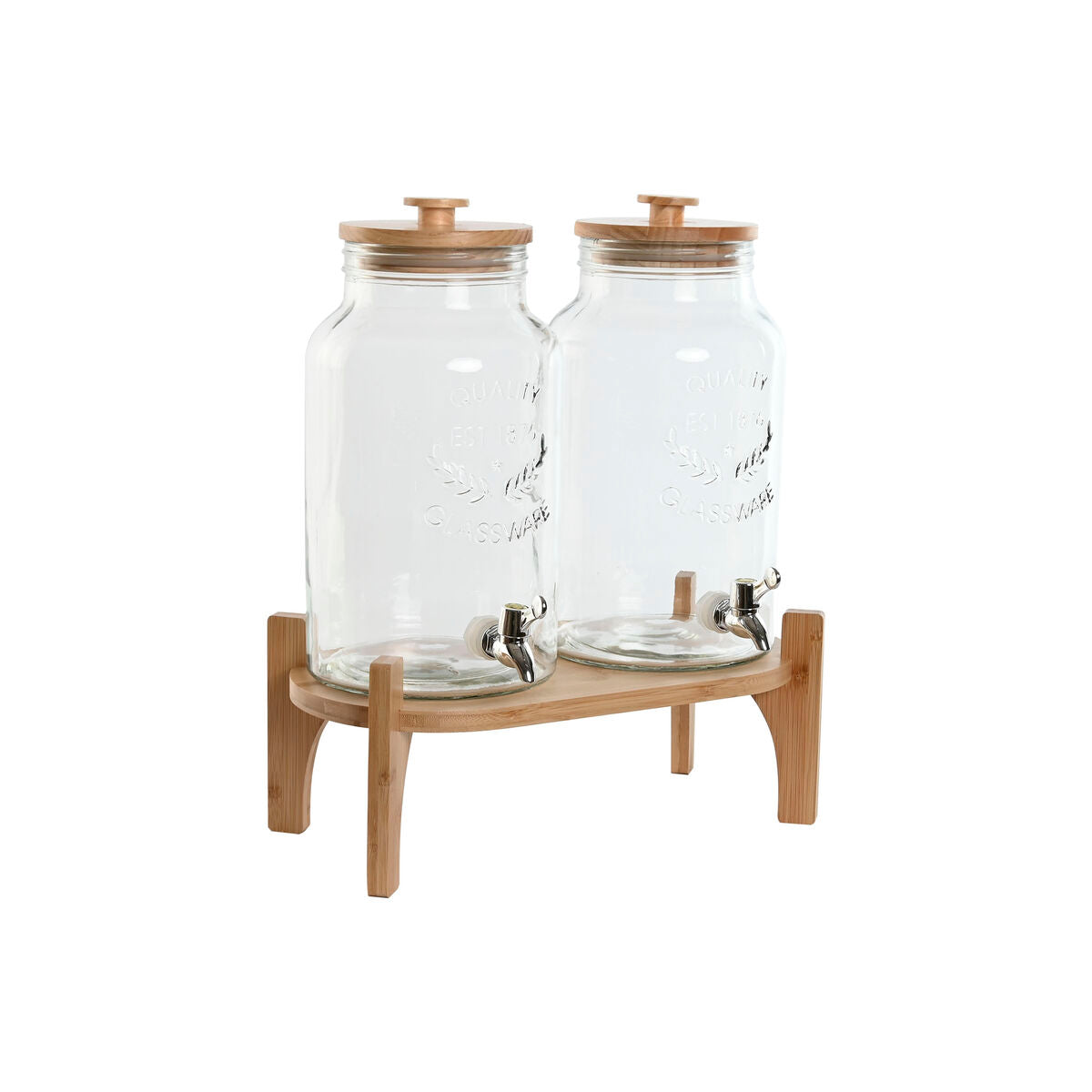 Drinks dispenser Home ESPRIT Silicone Bamboo Crystal Plastic 5,5 L 37 x 25 x 46 cm Home ESPRIT