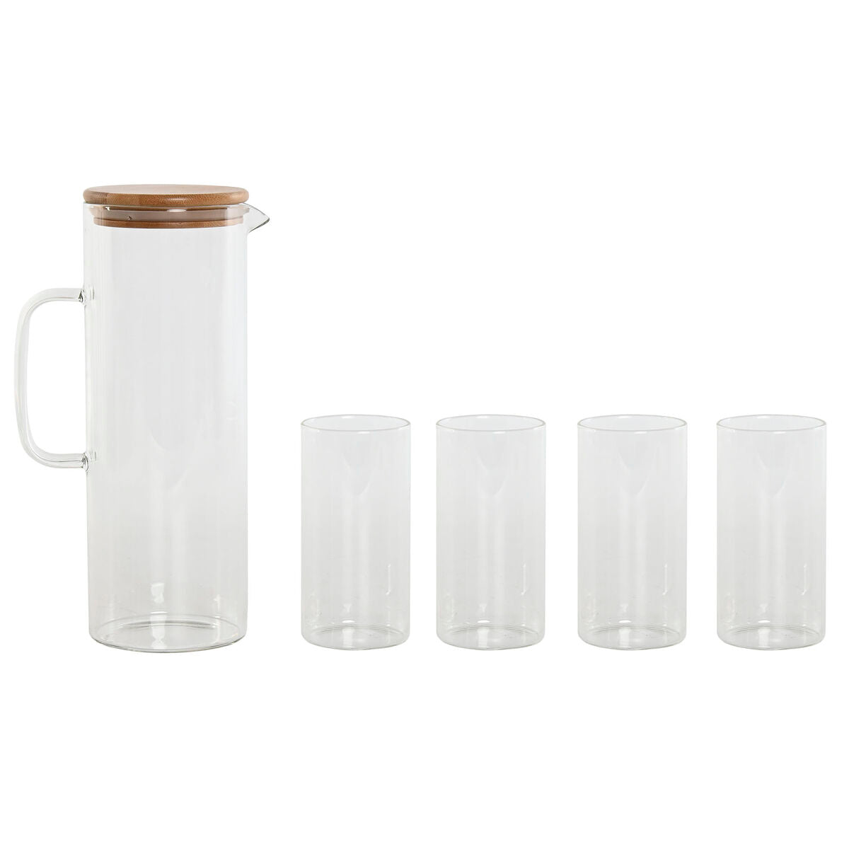 Set of glasses Home ESPRIT Transparent Bamboo Borosilicate Glass 210 ml Home ESPRIT