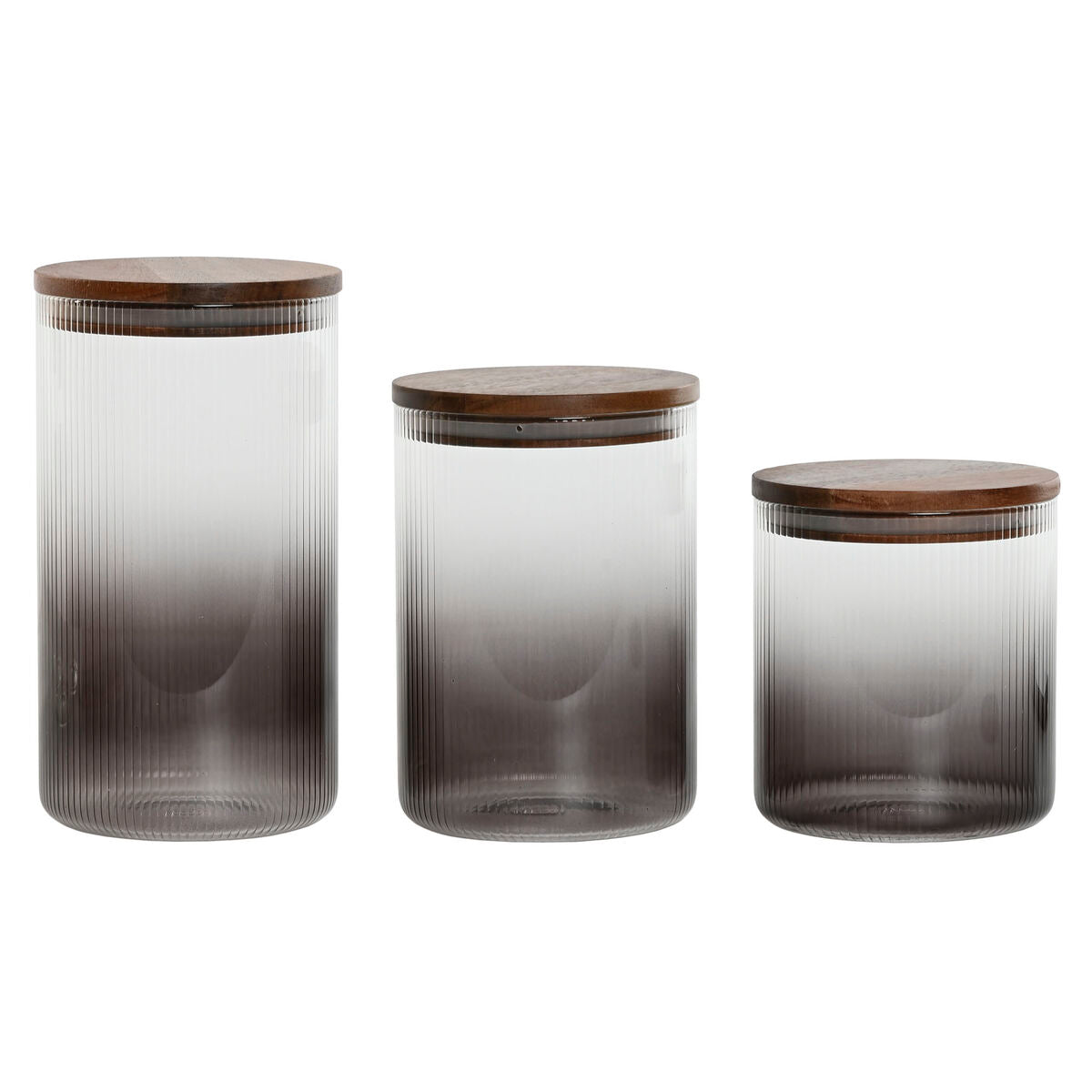 3 Tubs Home ESPRIT Grey Natural Acacia Borosilicate Glass 900 ml 1,5 L 1,2 L 3 Pieces Home ESPRIT