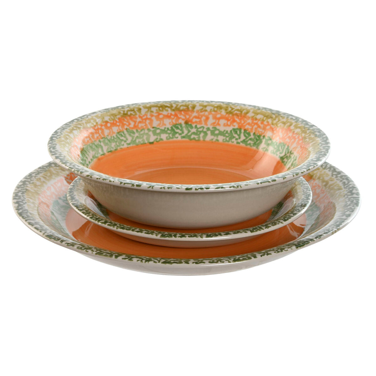 Tableware Home ESPRIT Orange Stoneware 27 x 27 x 2 cm 18 Pieces Home ESPRIT