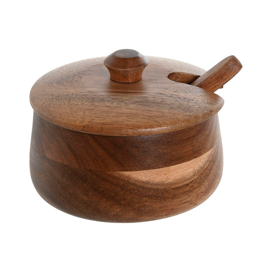 Sugar Bowl Home ESPRIT Natural Acacia 9,5 x 9,5 x 7,5 cm Home ESPRIT