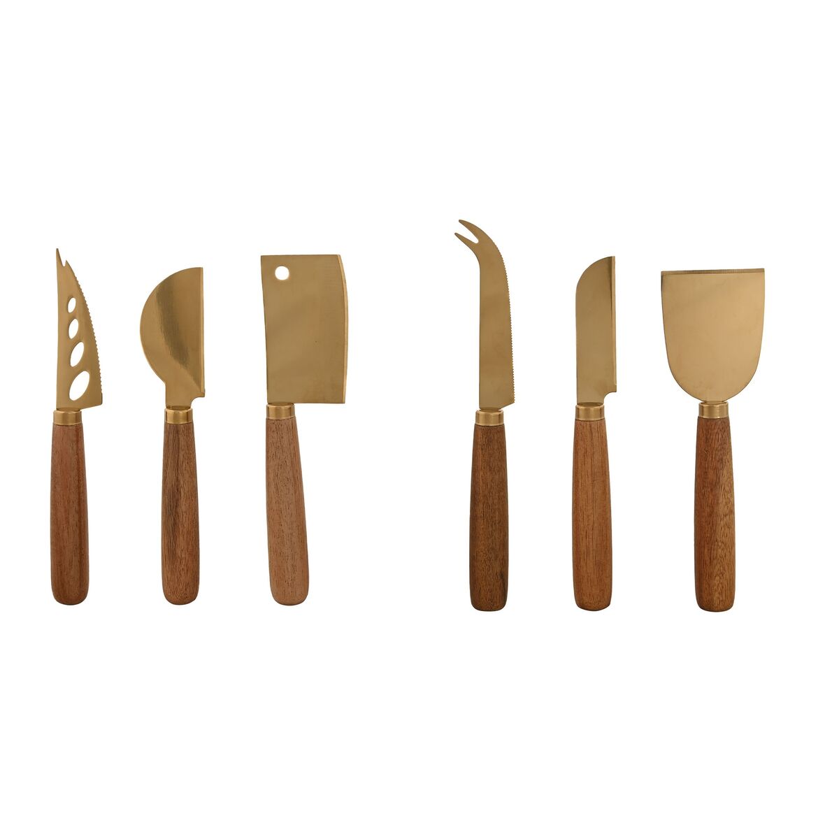 Cheese Knives Home ESPRIT Golden Natural Stainless steel Acacia 2 Units (3 Pieces) Home ESPRIT