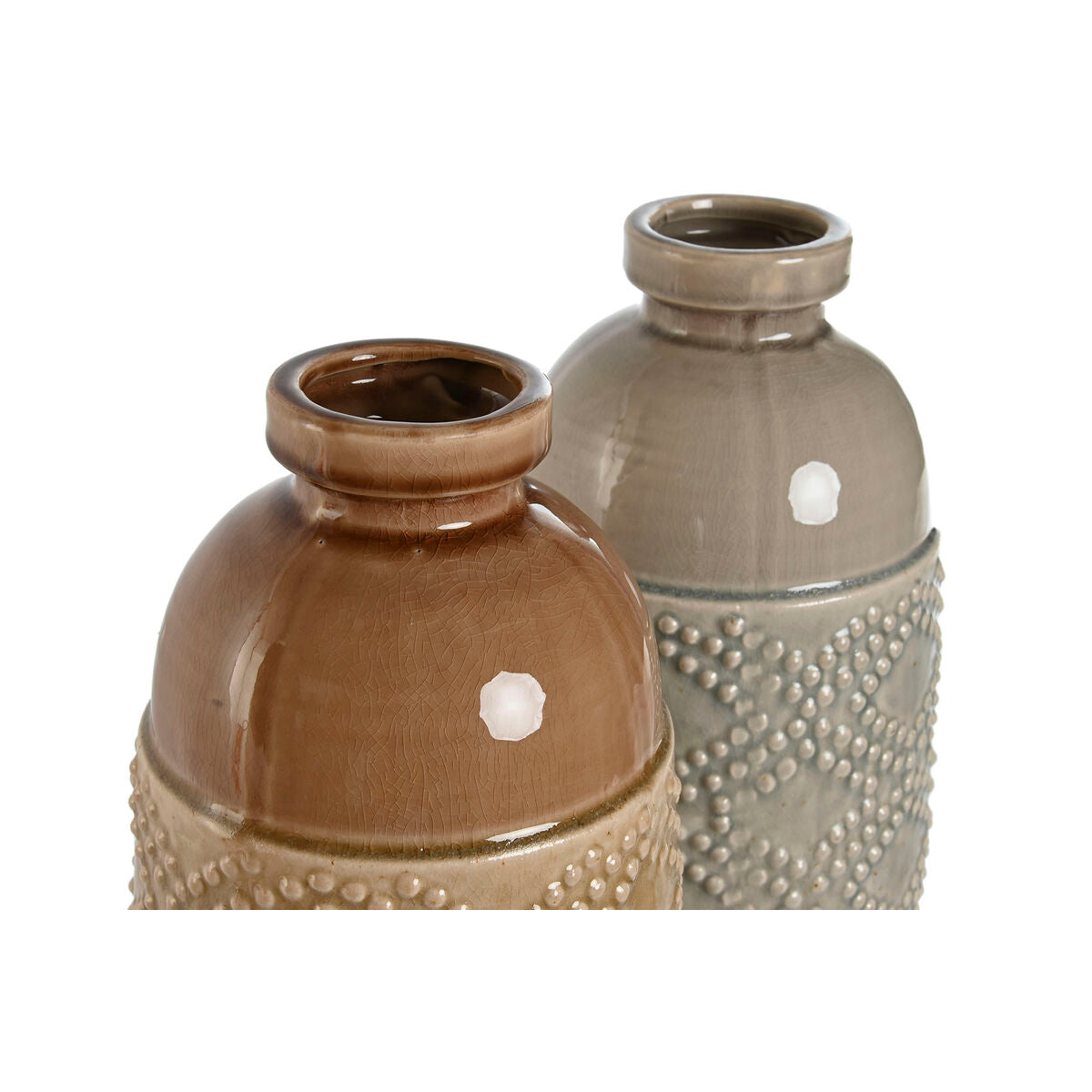 Vase Home ESPRIT Brown Grey Ceramic Oriental Rhombus 17 x 17 x 44 cm (2 Units) Home ESPRIT