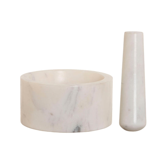 Mortar and pestle Home ESPRIT Marble 12,5 x 12,5 x 6,5 cm Home ESPRIT