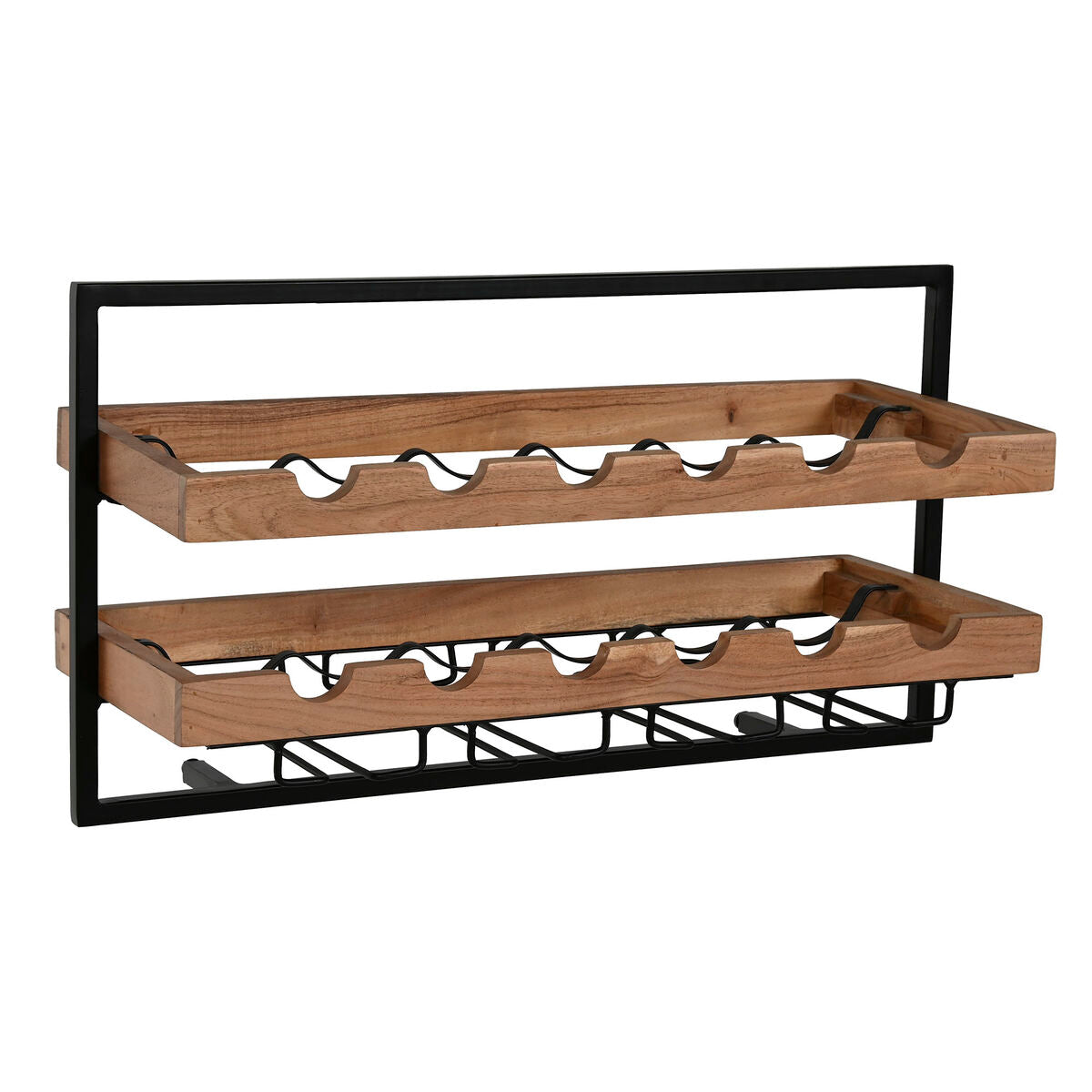 Bottle rack Home ESPRIT Black Natural 65 x 25 x 35 cm Home ESPRIT