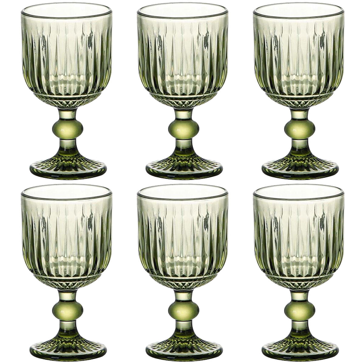 Set of cups Home ESPRIT Green Crystal 8 x 8 x 14,5 cm (6 Units) Home ESPRIT