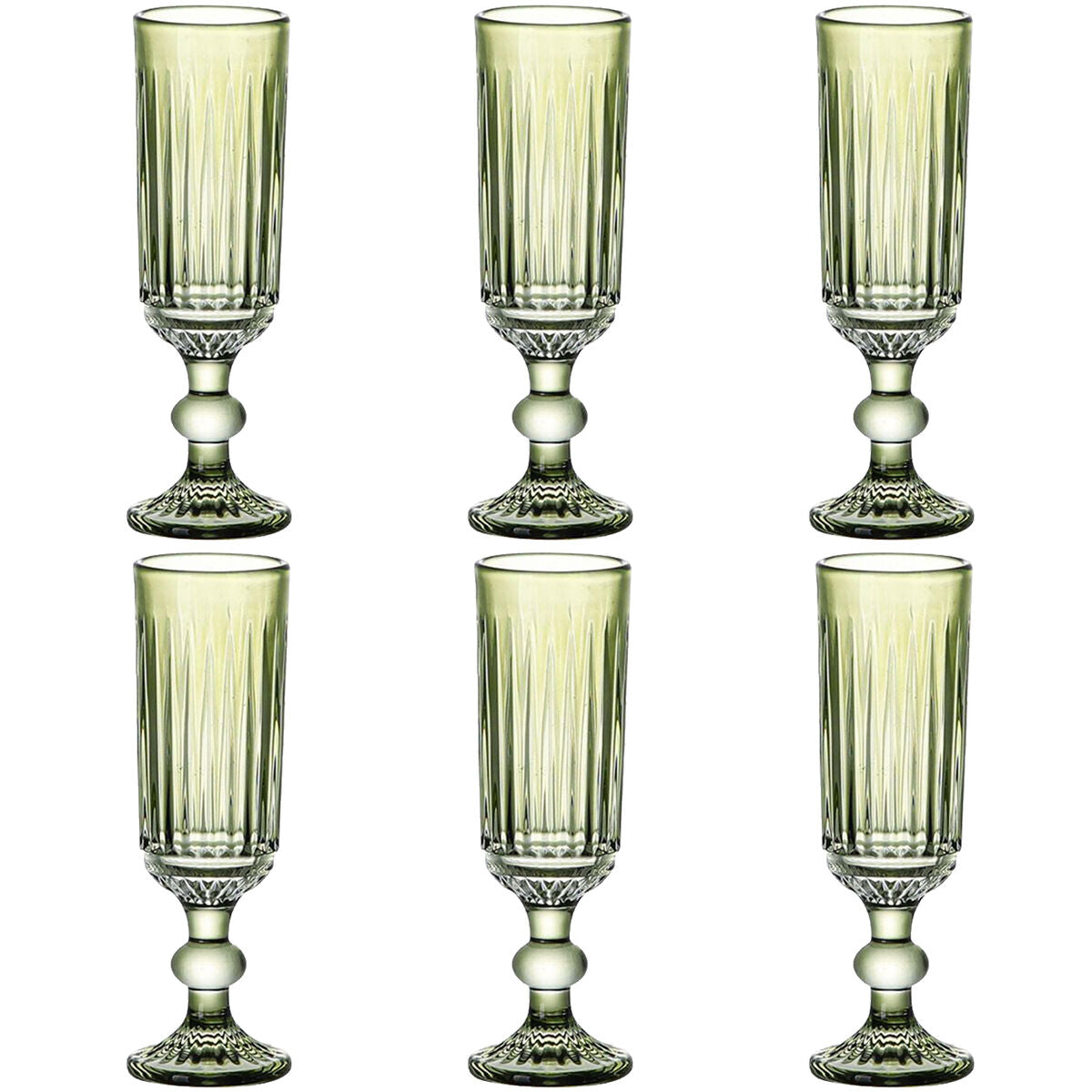 Set of cups Home ESPRIT Green Crystal 6 x 6 x 18,4 cm (6 Units) Home ESPRIT