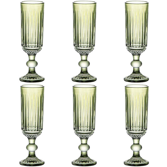 Set of cups Home ESPRIT Green Crystal 6 x 6 x 18,4 cm (6 Units) Home ESPRIT