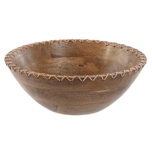 Salad Bowl Home ESPRIT Natural Rattan Mango wood 30 x 30 x 12 cm Home ESPRIT