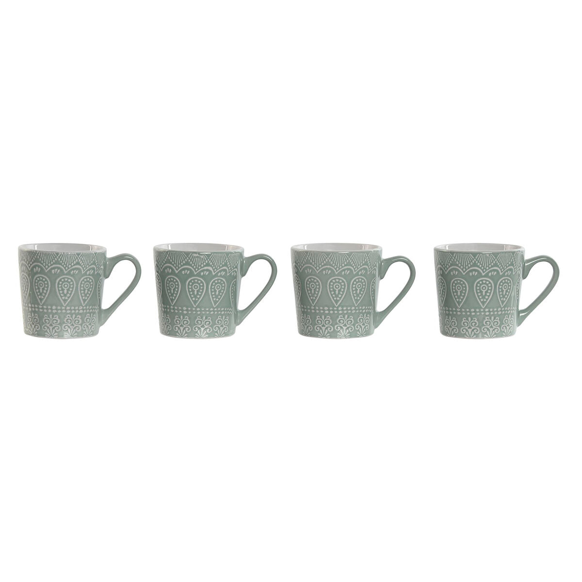 4 Piece Mug Set Home ESPRIT Green Stoneware 360 ml 9,5 x 13 x 9,2 cm Mandala Home ESPRIT