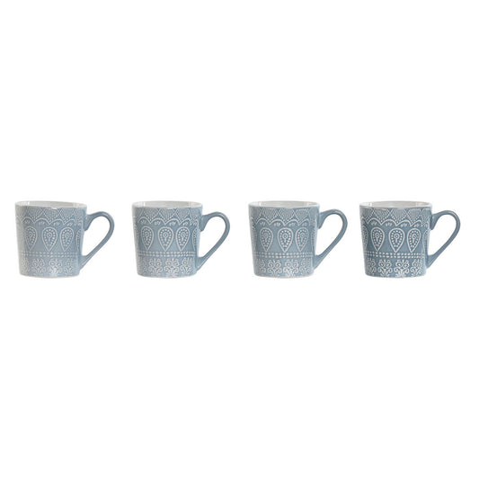 4 Piece Mug Set Home ESPRIT Blue Stoneware 340 ml 13 x 9,5 x 9,2 cm Mandala Home ESPRIT