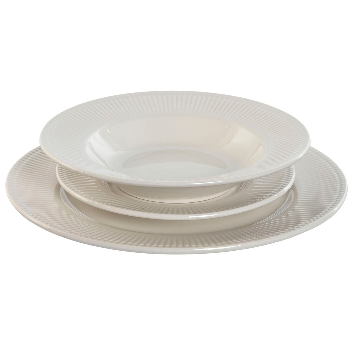 Tableware Home ESPRIT White Porcelain Stripes 27 x 27 x 2 cm 18 Pieces Home ESPRIT