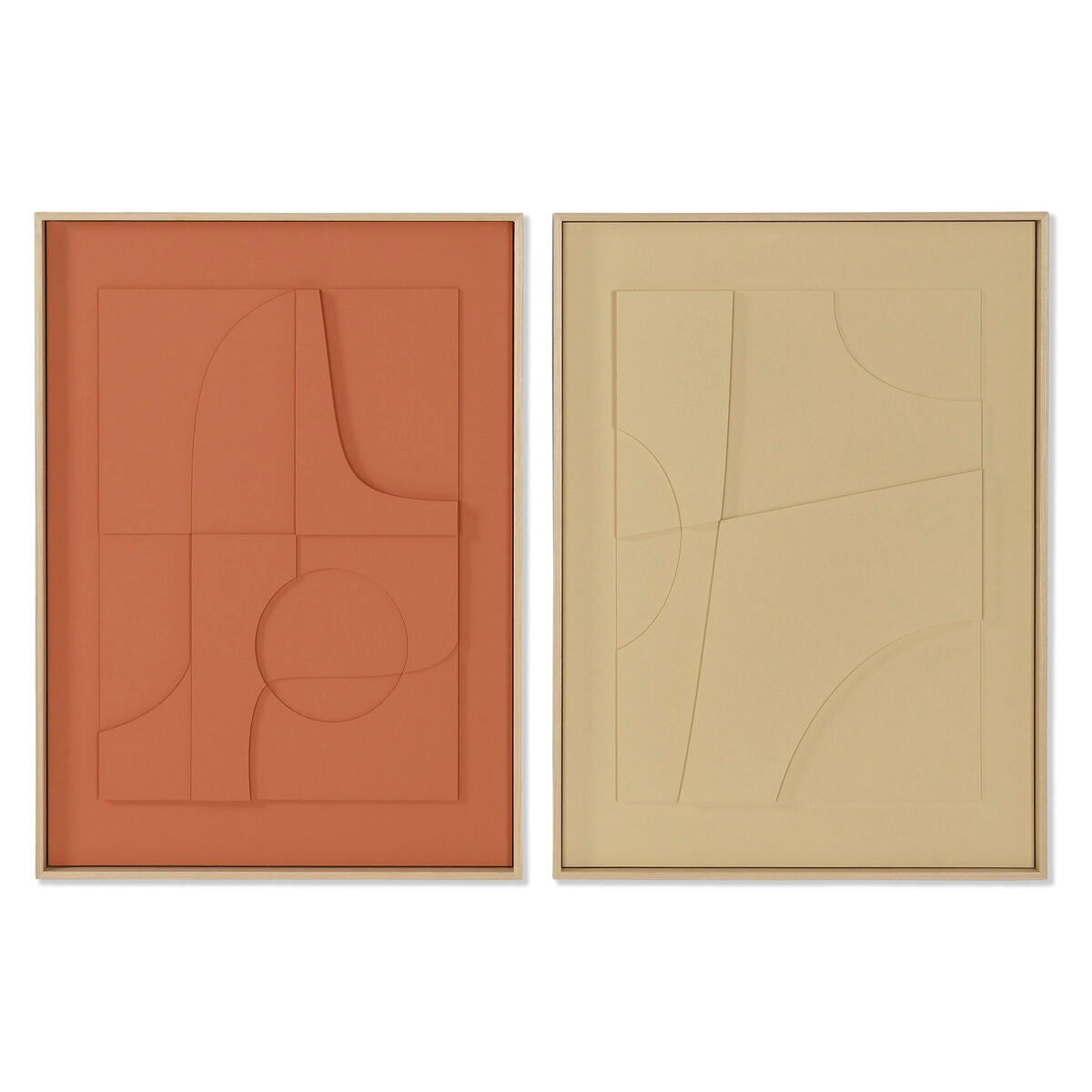 Painting Home ESPRIT Mustard Terracotta Abstract Urban 55 x 4 x 75 cm (2 Units) Home ESPRIT