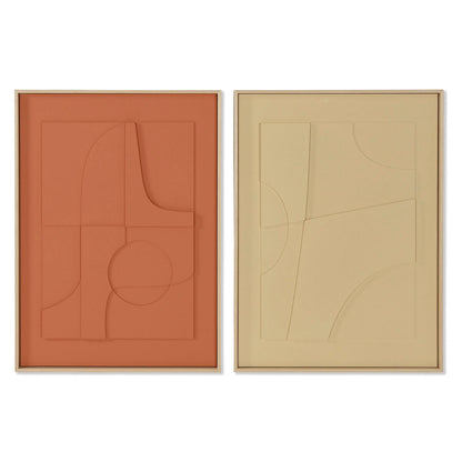 Painting Home ESPRIT Mustard Terracotta Abstract Urban 55 x 4 x 75 cm (2 Units) Home ESPRIT