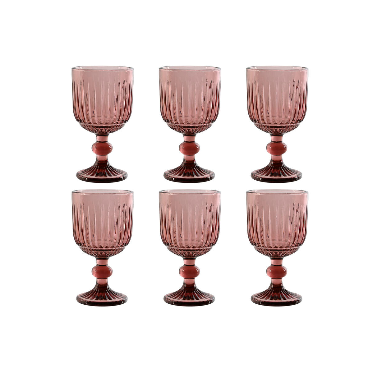 Set of cups Home ESPRIT Pink Crystal 8 x 8 x 14,5 cm (6 Units) Home ESPRIT