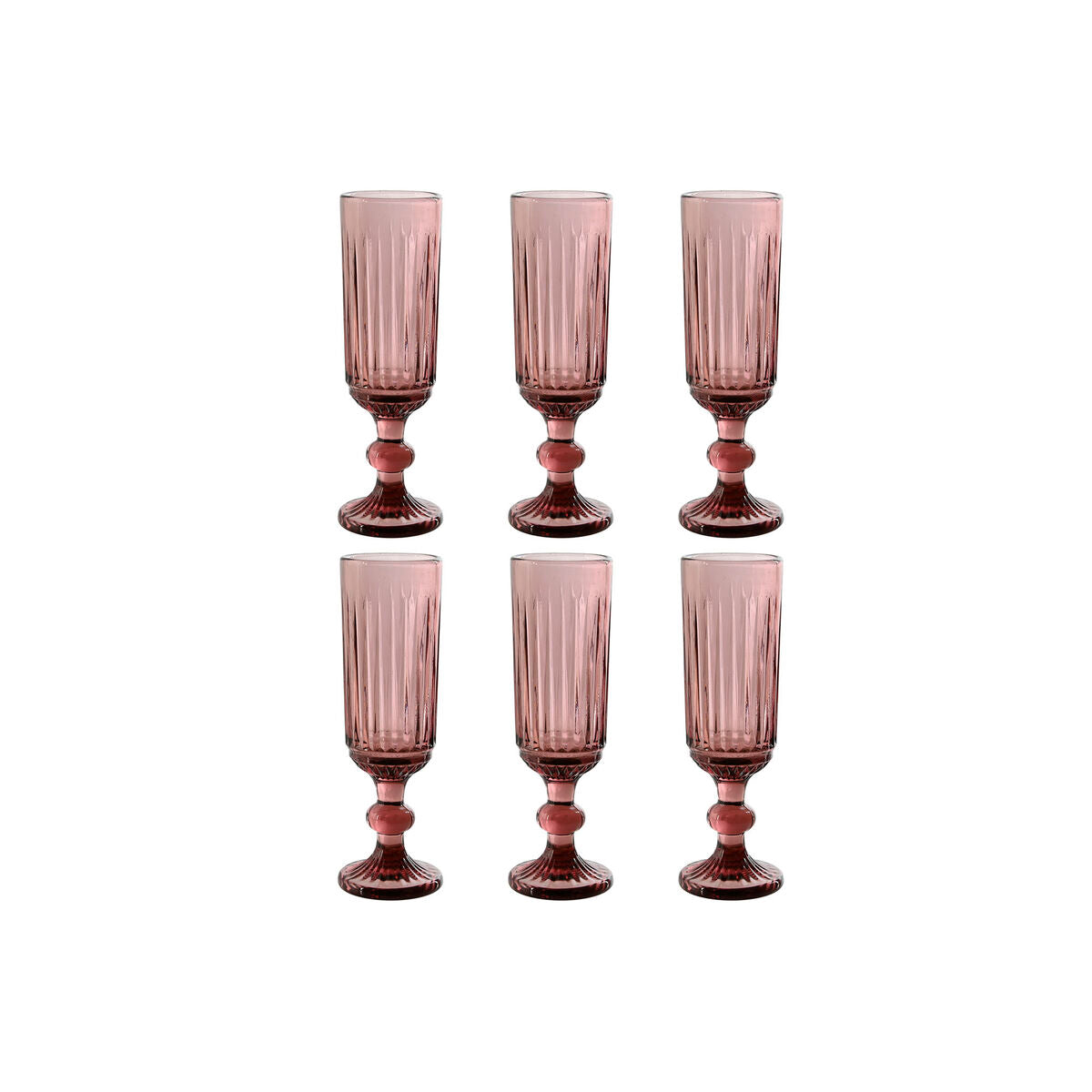 Set of cups Home ESPRIT Pink Crystal 6 x 6 x 18,4 cm (6 Units) Home ESPRIT