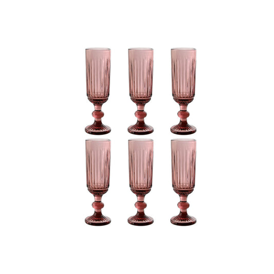 Set of cups Home ESPRIT Pink Crystal 6 x 6 x 18,4 cm (6 Units) Home ESPRIT