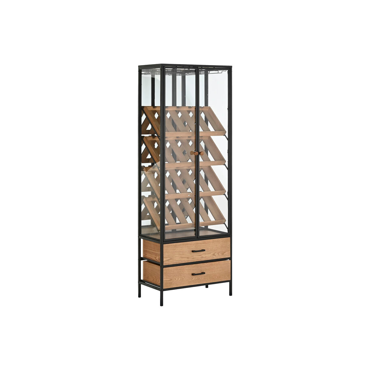 Bottle rack Home ESPRIT Black Natural Wood Metal 60 x 33 x 169 cm Home ESPRIT