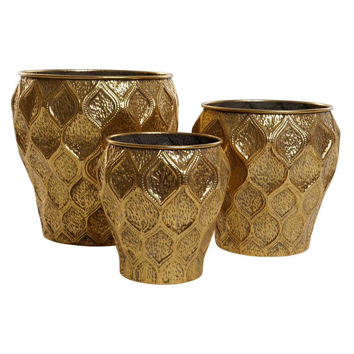 Set of Planters Home ESPRIT Golden Metal Modern 41 x 41 x 41,5 cm (3 Pieces) Home ESPRIT