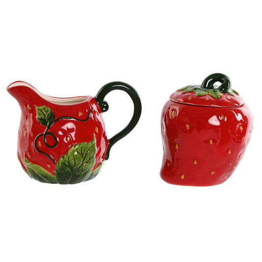 Milk jug and sugar bowl Home ESPRIT Red Stoneware 15 x 10 x 11 cm 2 Pieces Home ESPRIT